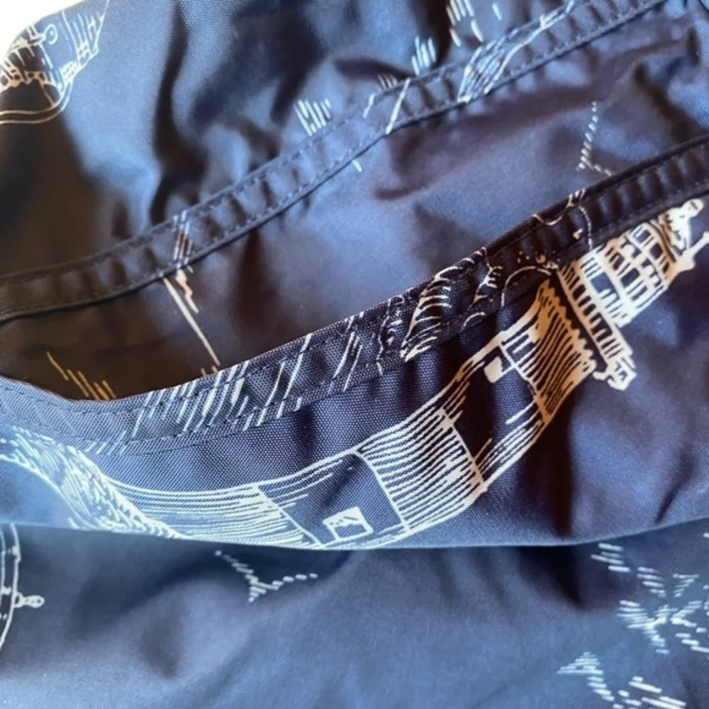 Lands End Nautical Swim Trunks, Size 38, Navy​, Adjustable Waist, Classic Style!
